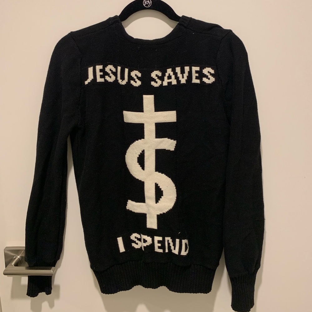 UNIF Jesus saves I spend size S cardigan